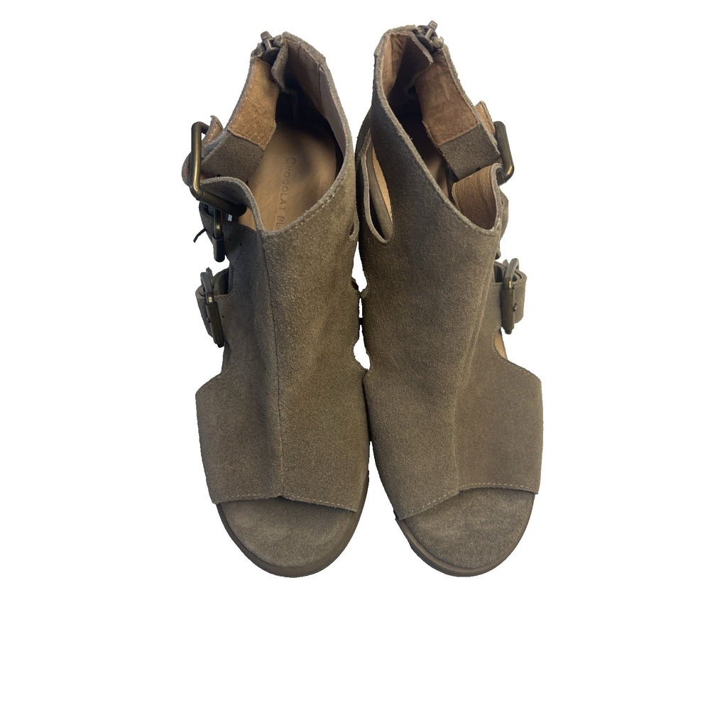 Chocolat Blu Women 8.5 Strappy Leather Gladiator Sandals Minimal Gray Buckle
